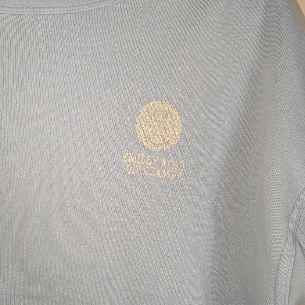 XS Aerie Oversized Crewneck Sweatshirt Smiley Academy Blue - Picture 3 of 6